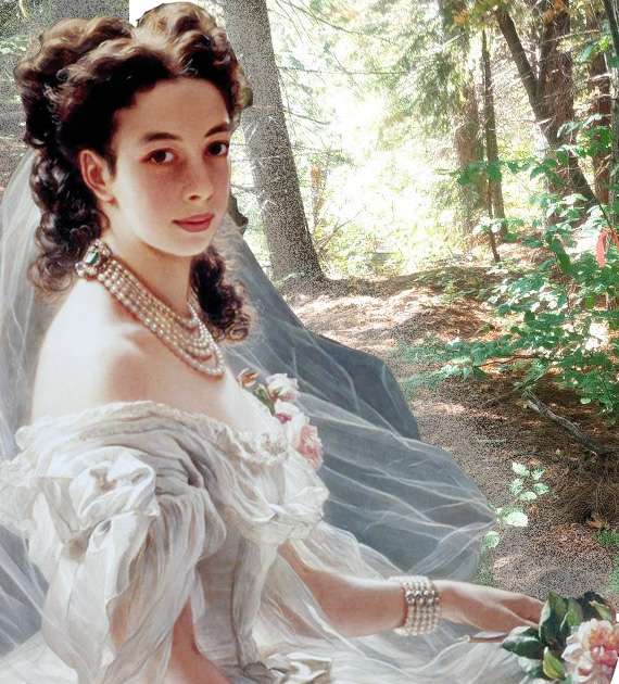 1880s era bride in the woods