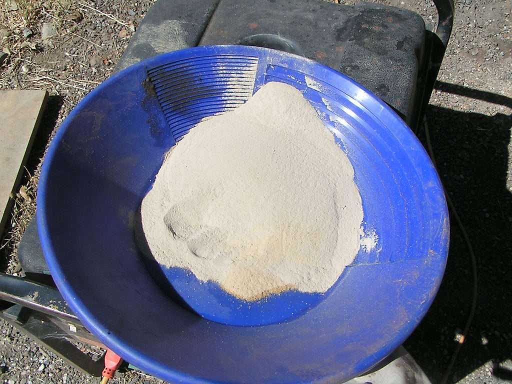 Rock pulverized for panning - checking for free gold