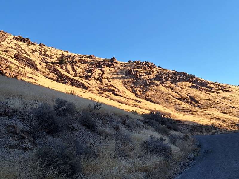 This is about 7:00 AM on the way in to the mine. It is some beautiful, rugged country.