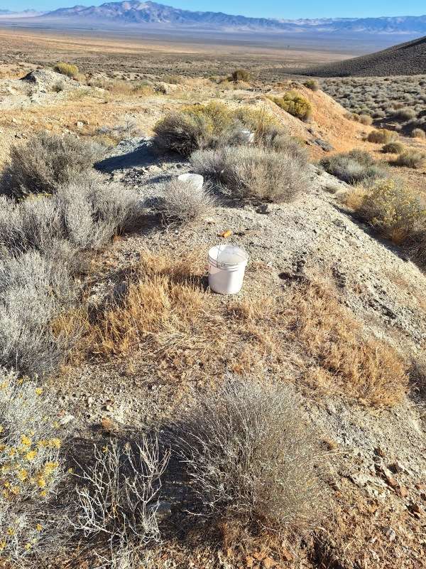 A view from the top of the dump, showing a few of the buckets being used for sampling.